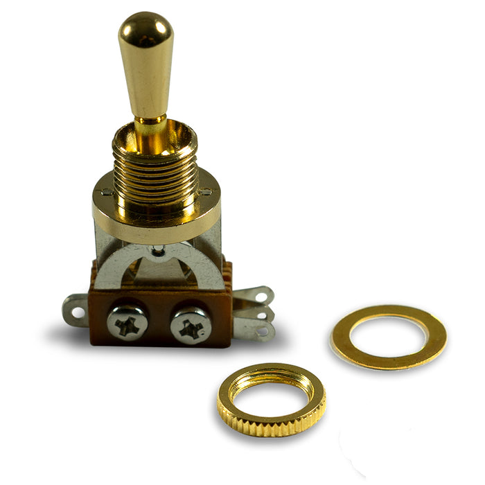 WD 3 Position Toggle Switch For Les Paul Style Guitars - Gold with Gold Metal Tip